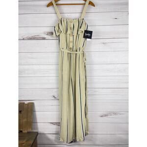 By & By Striped Jumpsuit Tan Beige NWT Size Women's Small